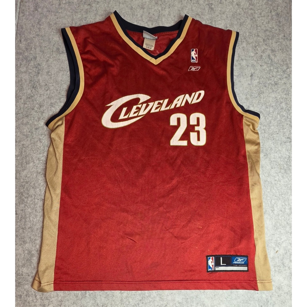 Reebok LeBron James Cleveland Cavaliers Jersey Mens Large Red NBA 23 Basketball